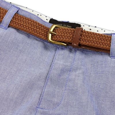 Boys blue belted Oxford shorts